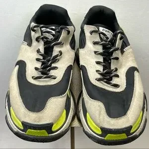 Balenciaga Triple S Men V2 Black Grey Jaune Nylon Speed Trainer Sneaker 44 US 11 Balenciaga Triple S Men V2 Black Grey Jaune Nylon Speed  main image 4